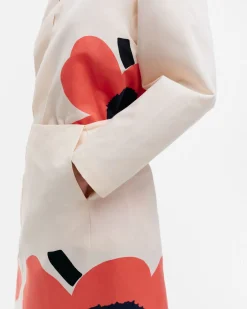 Vaatteet Marimekko Hameet^Kaksi Heijastus Unikko Puuvillapellavahame