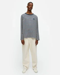 Vaatteet Marimekko Unisex^Kioski Tasaraita Men Longsleeve Trikoopaita