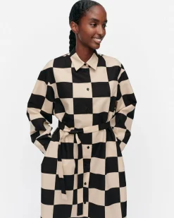 Vaatteet Marimekko Mekot^Rasteri Kukko Ja Kana Puuvillapellavamekko